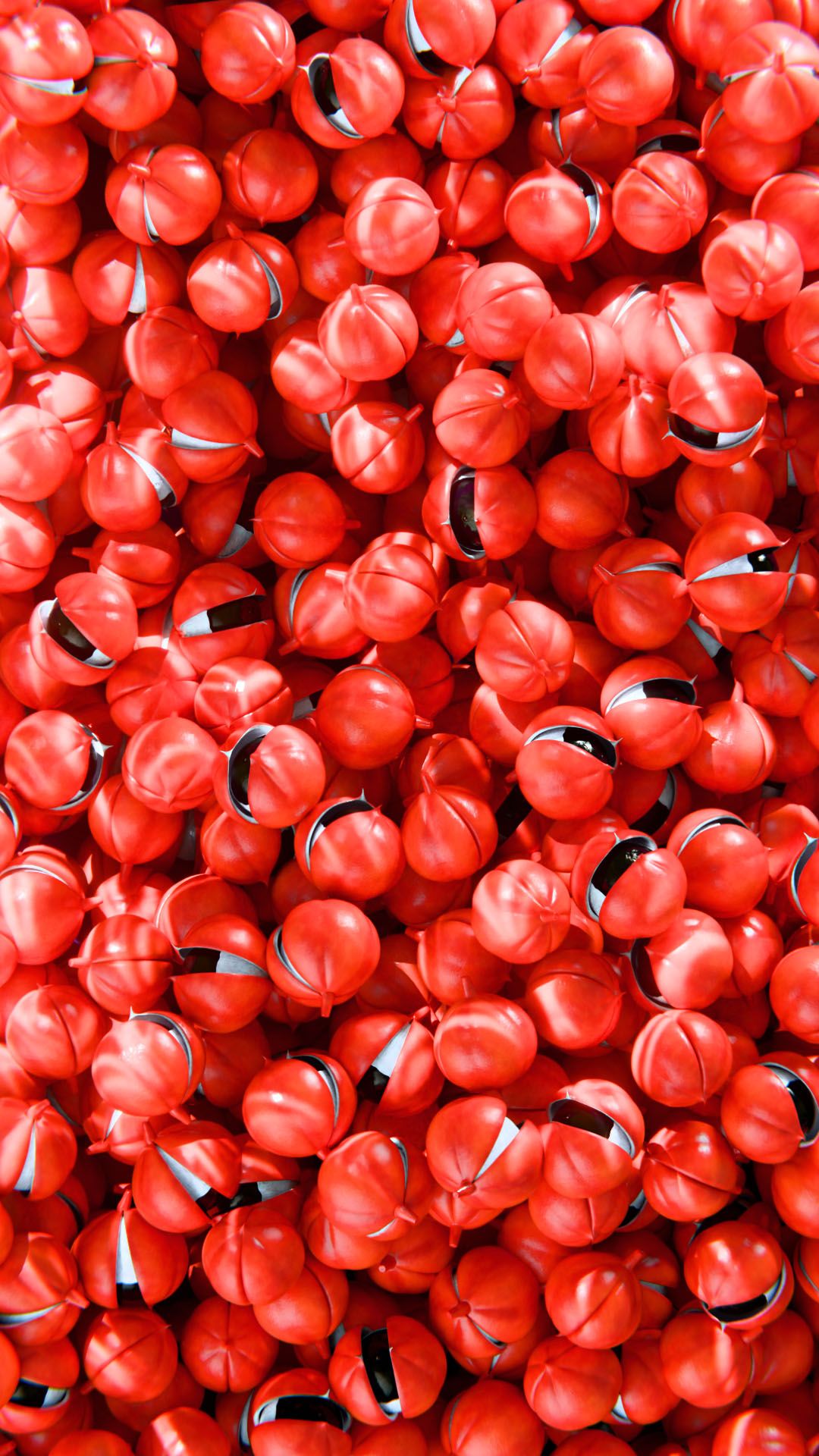 Macro close-up of ripe red guarana berries with their glossy black-and-white seeds filling the frame, 3D CGI render